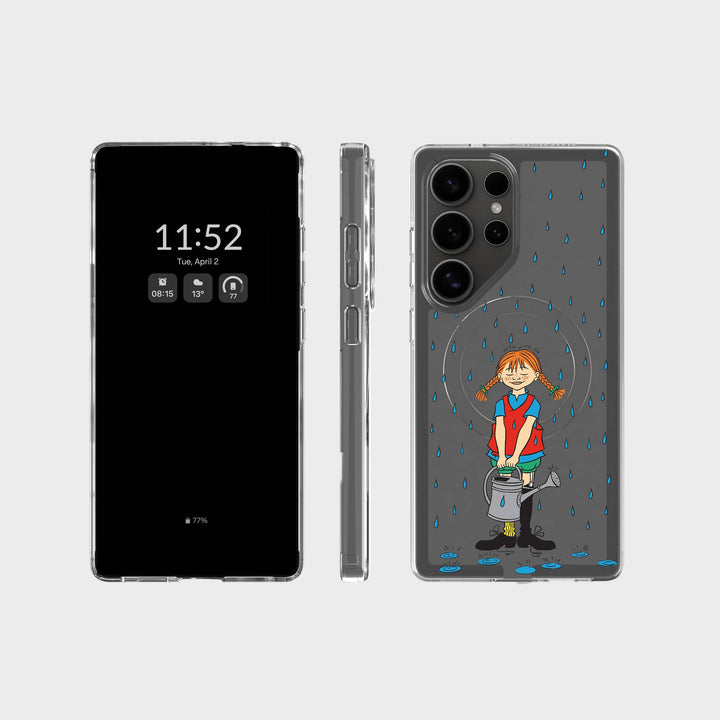 Samsung S25 Ultra Pippi - Rainfall Rond Transparant Telefoonhoesje | CLRPRTCT™