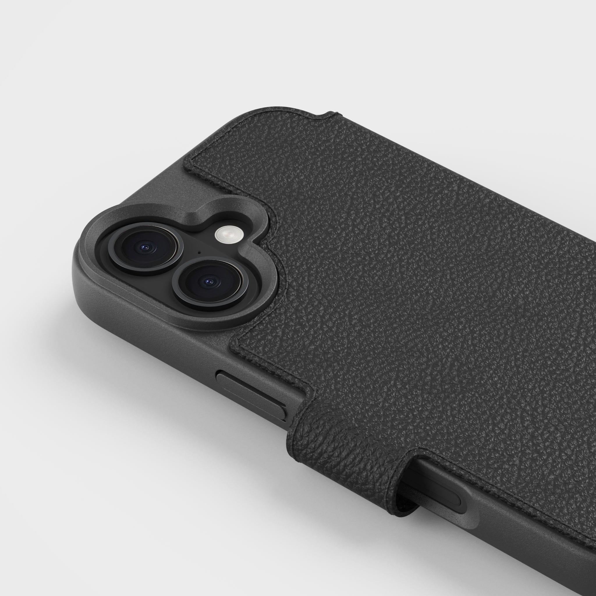 iPhone 17 Black Wallet Phone Case with Magnetic Clasp, Fully