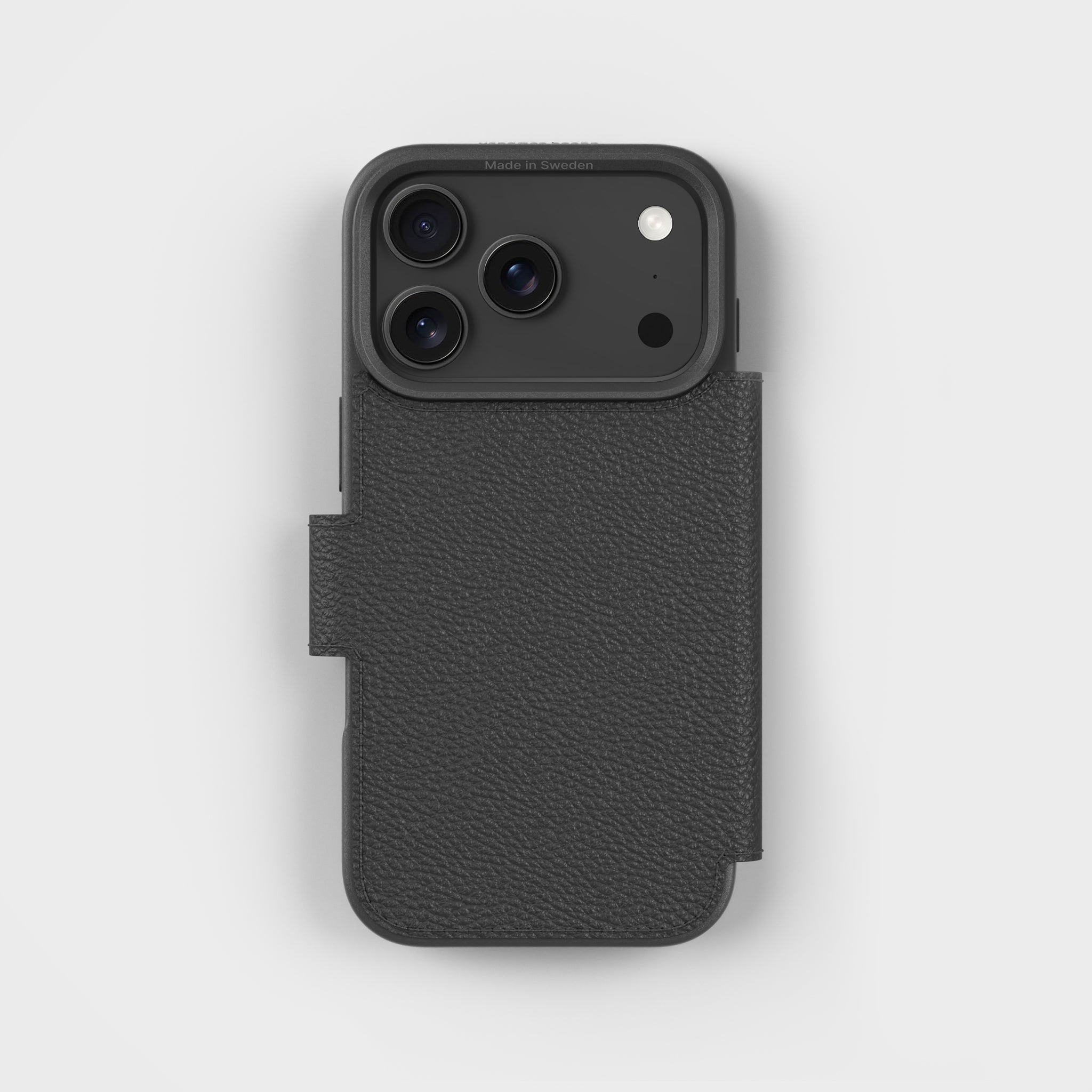 iPhone 17 Pro Max Black Wallet Phone Case with Magnetic Clasp