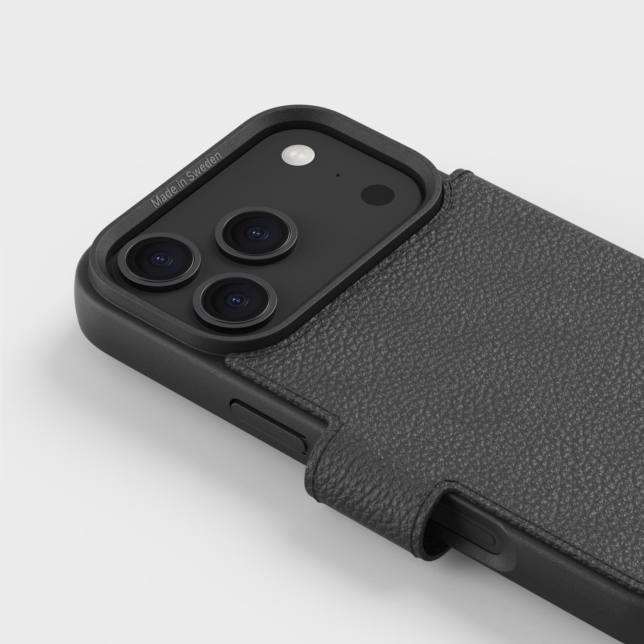 iPhone 17 Pro Max Black Wallet Phone Case with Magnetic Clasp
