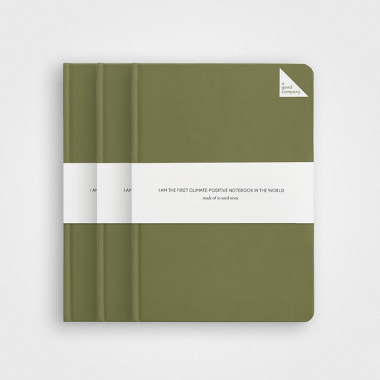 3-packs anteckningsbok i stenpapper︱A5 inbunden, gräsgrön