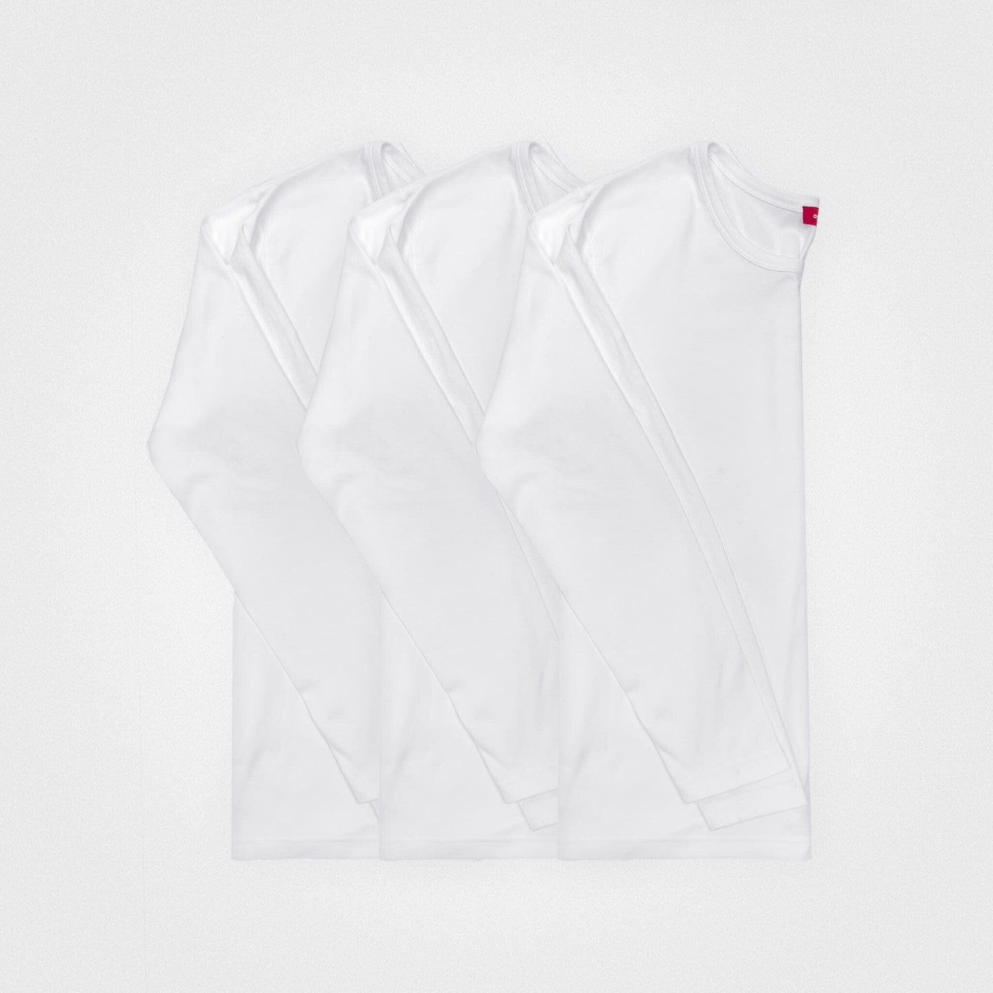 3er-Pack | Herren-Langarmshirts mit Rundhalsausschnitt aus recycelter Baumwolle, Weiß