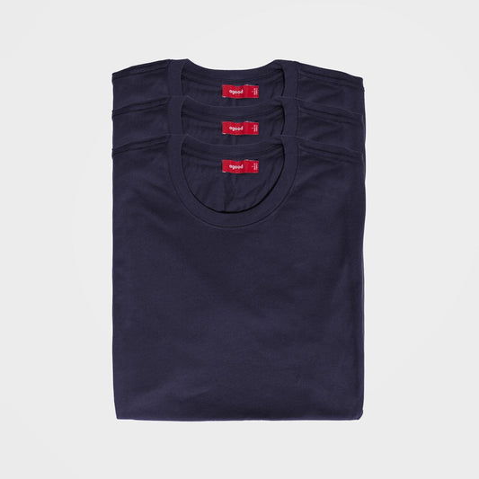 3-pack | Herr T-shirtar, Återvunnen Bomull, Midnattsblå