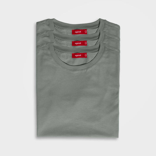 3-pack | Dames-T-shirts, gerecycled katoen, Salie