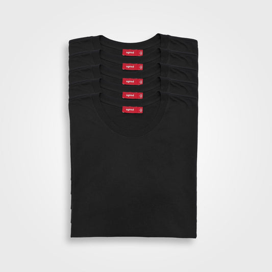 5-pack | Dames-T-shirts, gerecycled katoen, zwart