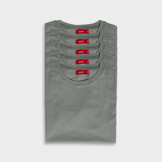 5 Pack | Women’s T-Shirts, Recycled Cotton, Sage