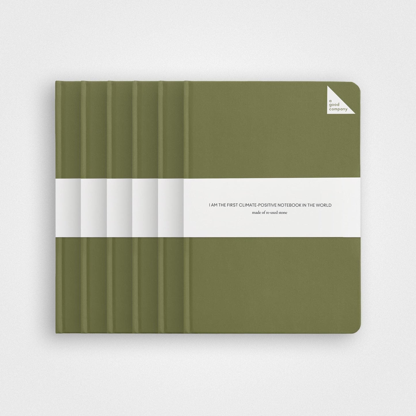 6 Pack Stone Paper Notebook Set︱A5 Hardcover, Grass green
