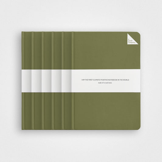 6er-Pack Notizbuch-Set aus Steinpapier – A5 Hardcover, Grasgrün
