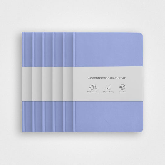 6er-Pack Notizbuch-Set aus Steinpapier – A5-Hardcover, Vista-Blau