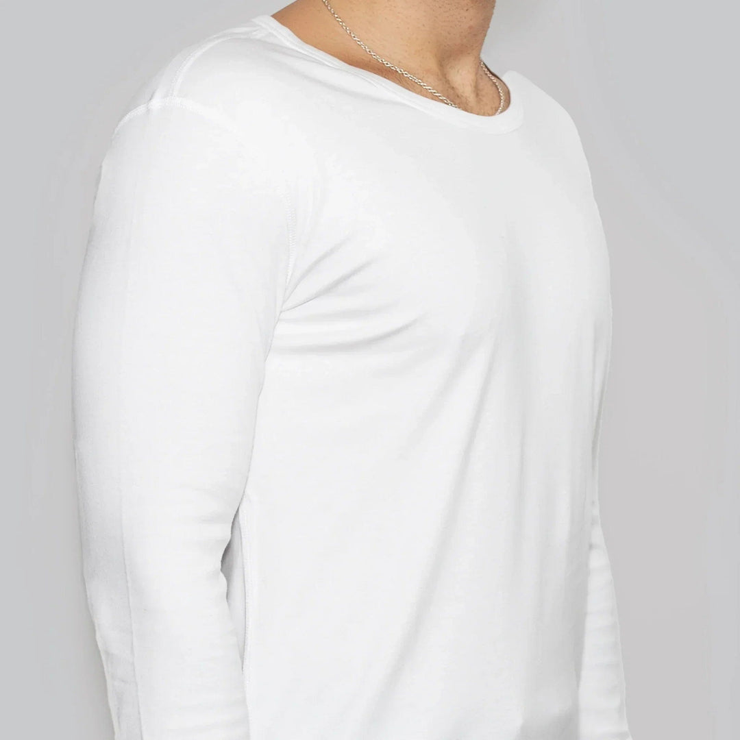 5 Pack | Men’s Recycled Cotton Crew Neck Long Sleeves, White