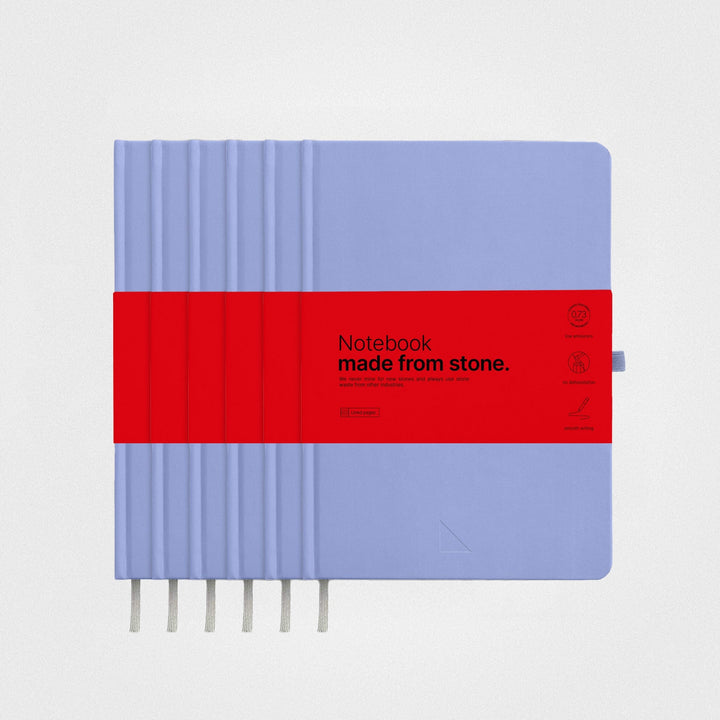 6 Pack Stone Paper Notebook Set︱A5 Hardcover, Vista blue