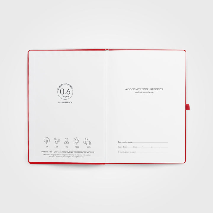 Anteckningsbok i stenpapper - A5 Inbunden, Red