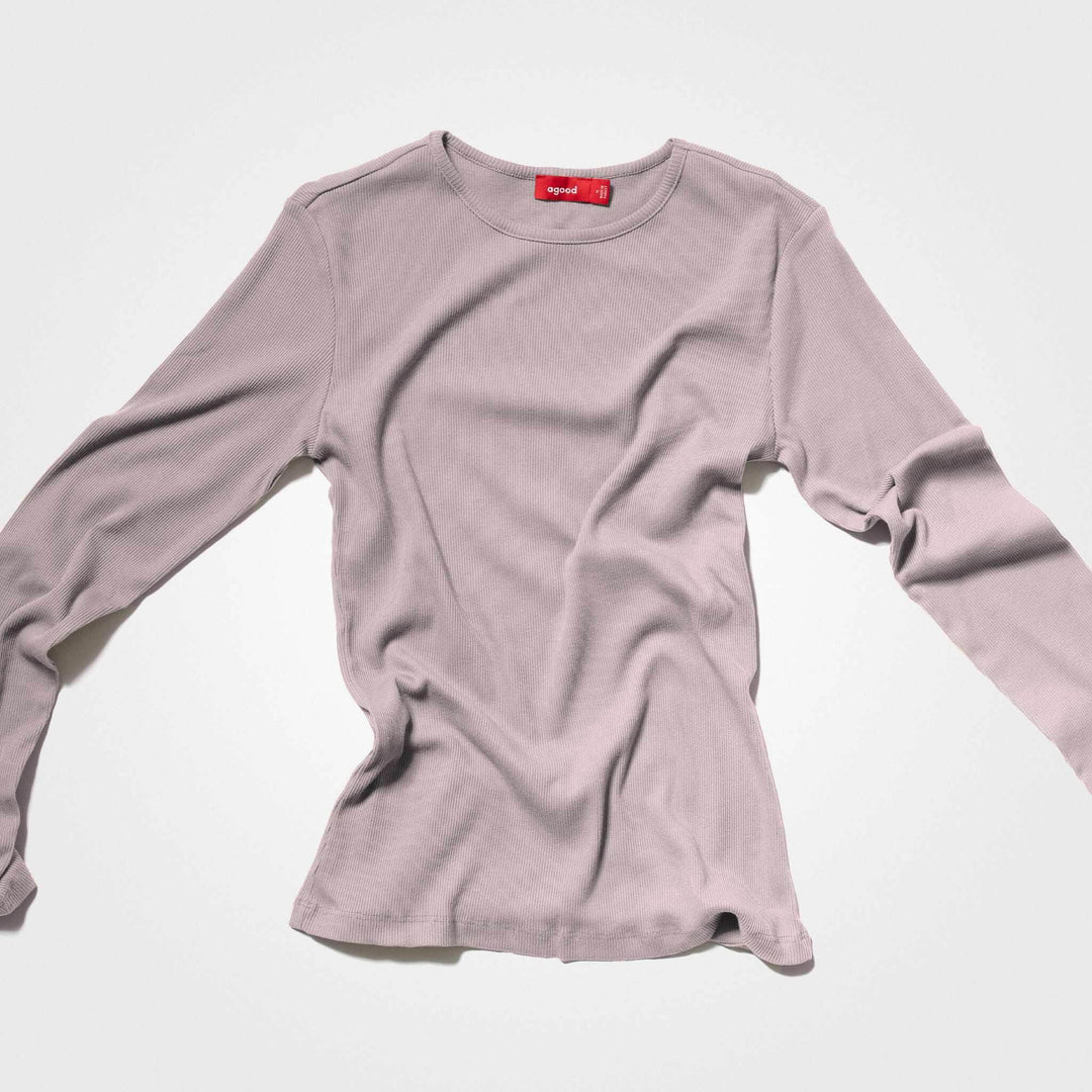 Women’s Recycled Cotton Rib Long Sleeve Top, Sand