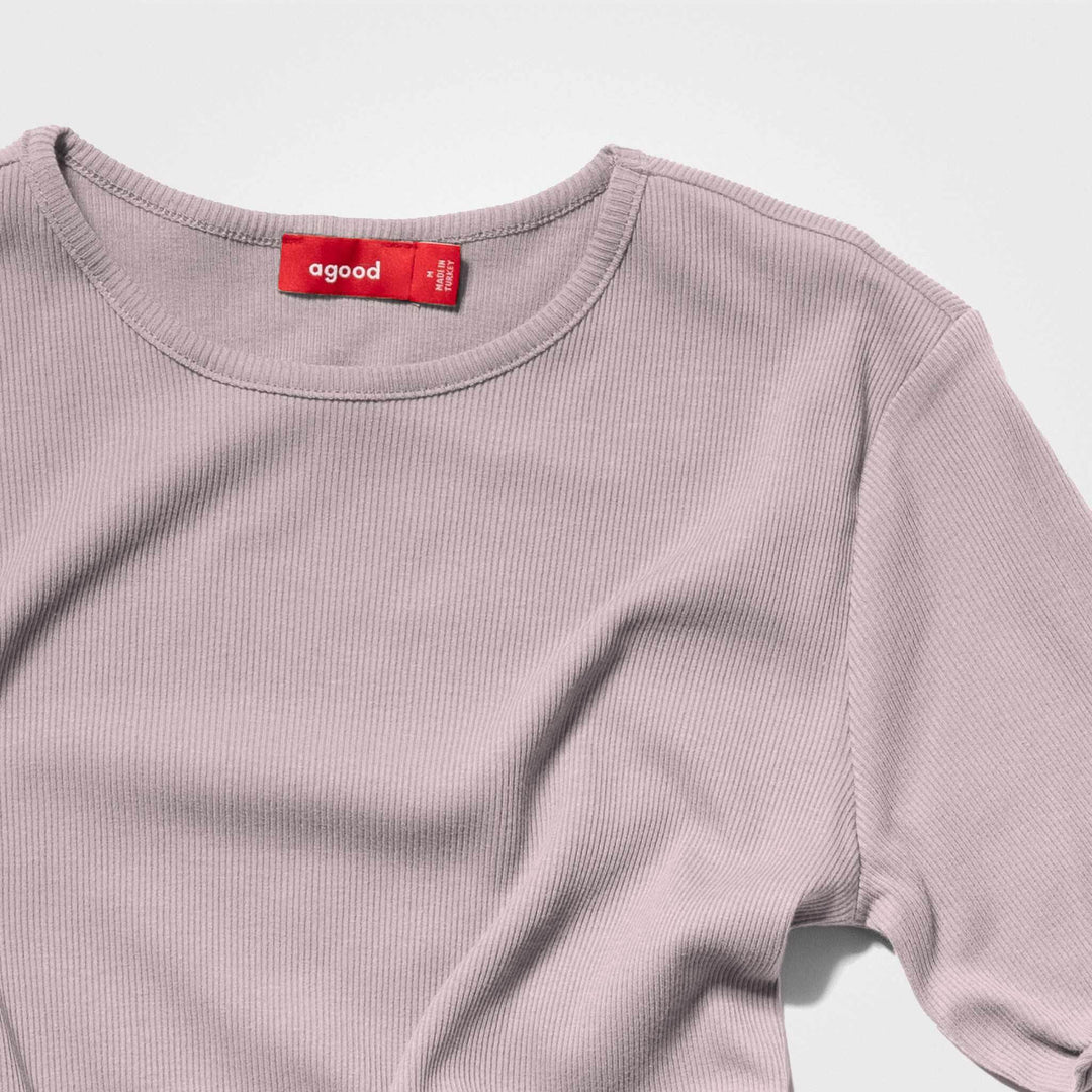 Women’s Recycled Cotton Rib Long Sleeve Top, Sand