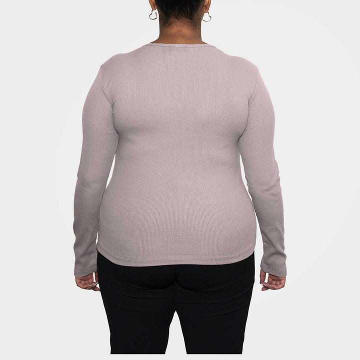 Women’s Recycled Cotton Rib Long Sleeve Top, Sand
