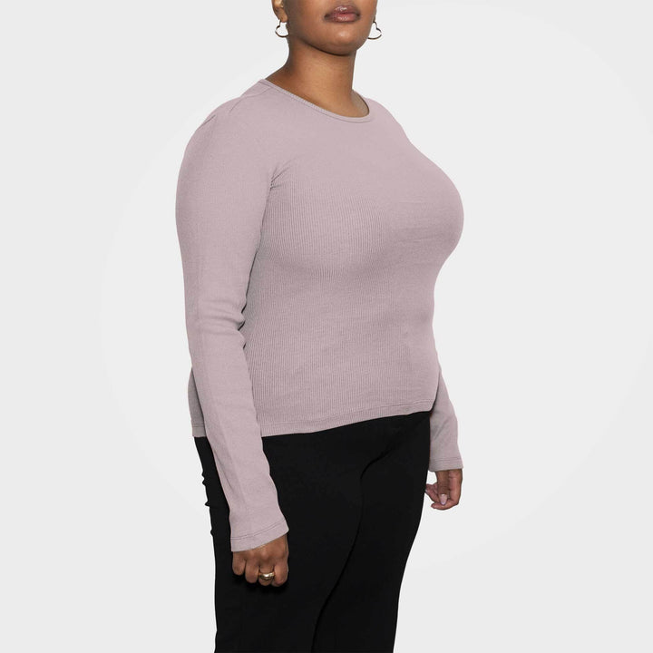 Women’s Recycled Cotton Rib Long Sleeve Top, Sand