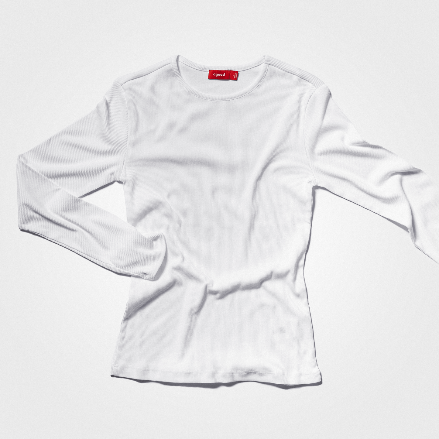 5er-Pack | Gerippte Damen-Langarmshirts, recycelte Baumwolle, Weiß