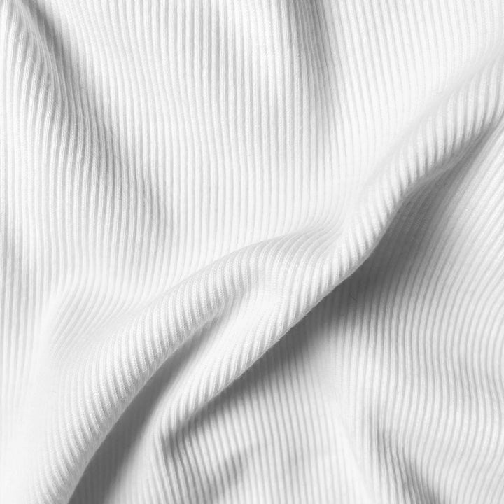 3er-Pack | Gerippte Damen-Langarmshirts, recycelte Baumwolle, Weiß