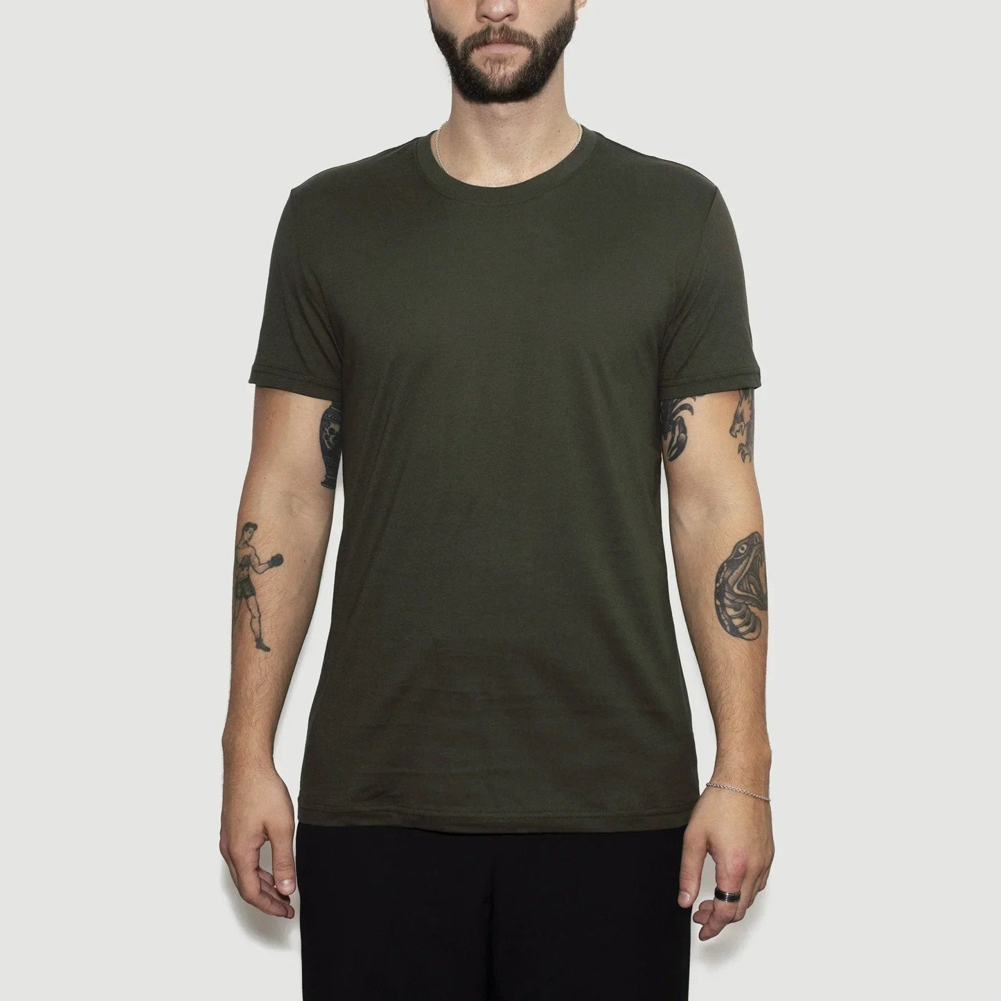 5-pack | Herr T-shirts, Återvunnen Bomull, Mossgrön