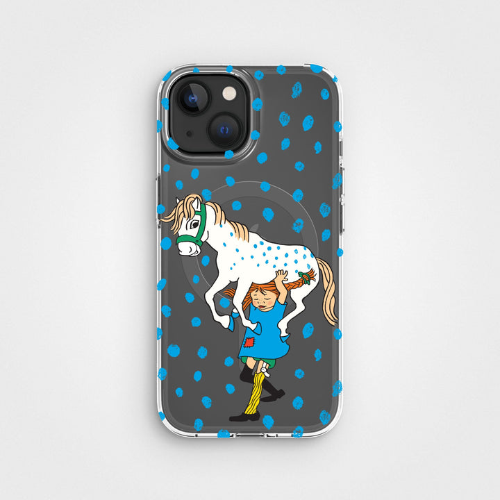 iPhone 15 Pippi - Carrying Horse Rond Transparant Telefoonhoesje | CLRPRTCT™