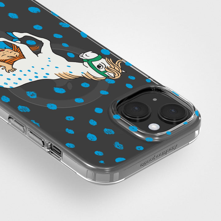 iPhone 15 Pippi - Carrying Horse Rond Transparant Telefoonhoesje | CLRPRTCT™