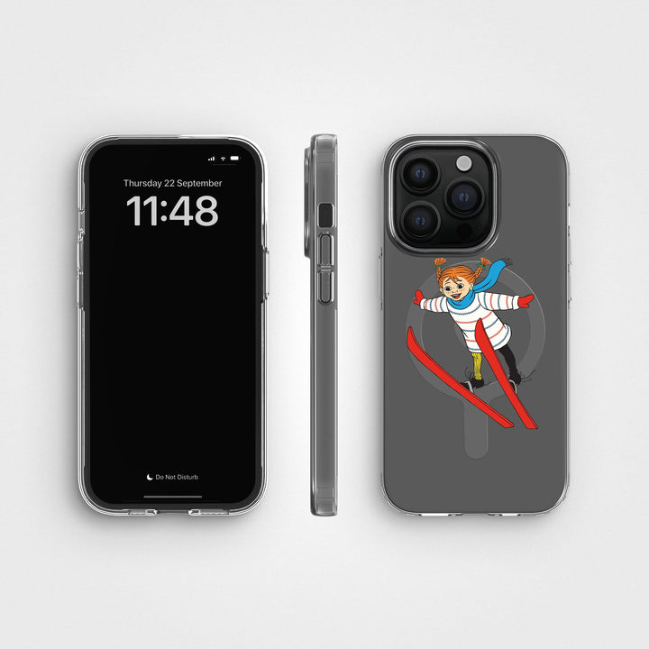 iPhone 14 Pro Max Pippi - Ski Jump Cirkulärt Transparent Mobilskal | CLRPRTCT™