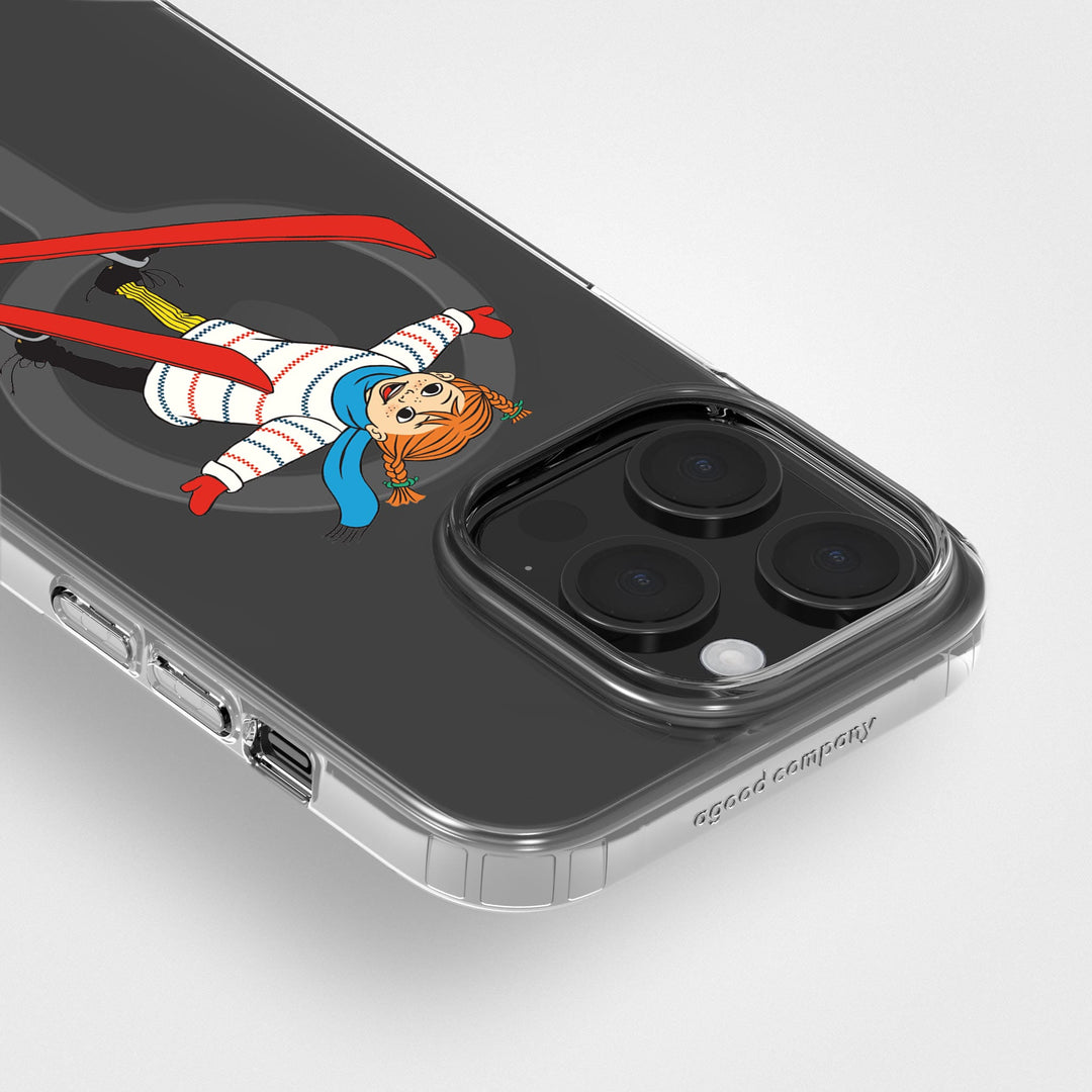 iPhone 14 Pro Max Pippi - Ski Jump Cirkulärt Transparent Mobilskal | CLRPRTCT™
