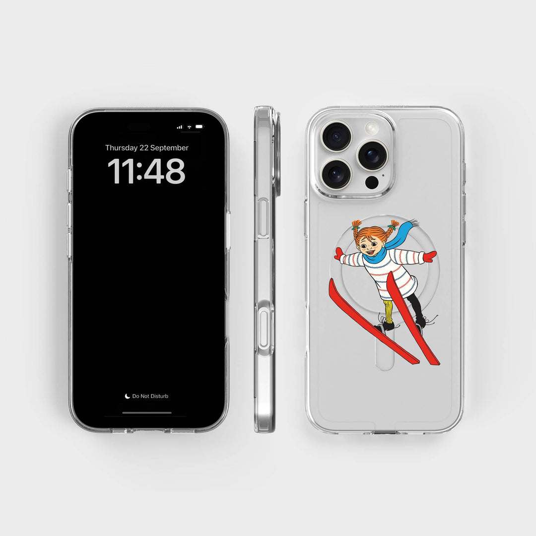 iPhone 16 Pro Max Pippi - Ski Jump Cirkulärt Transparent Mobilskal | CLRPRTCT™