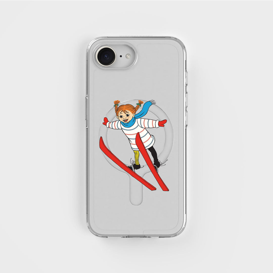 iPhone 17e 16e Pippi - Ski Jump Cirkulärt Transparent Mobilskal | CLRPRTCT™
