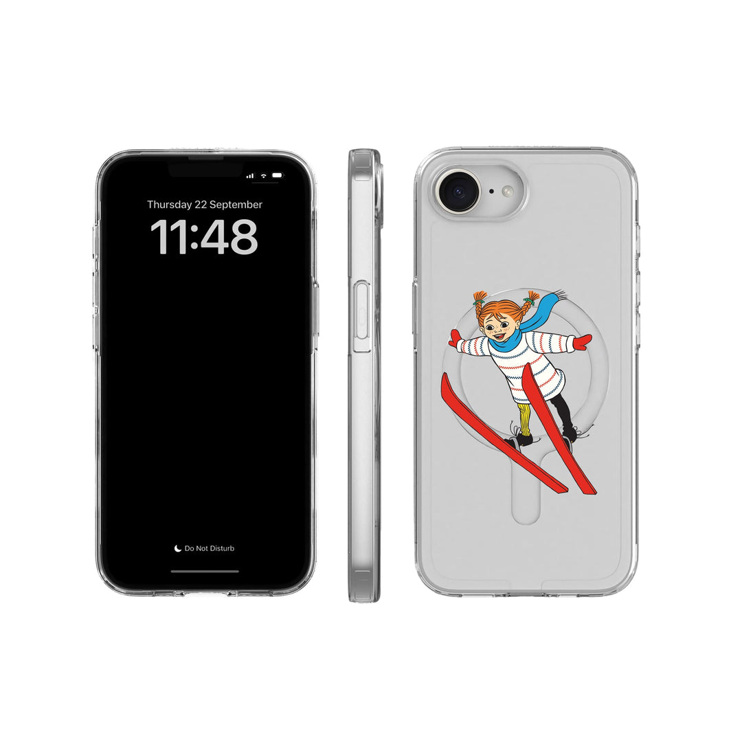 iPhone 17e 16e Pippi - Ski Jump Cirkulärt Transparent Mobilskal | CLRPRTCT™