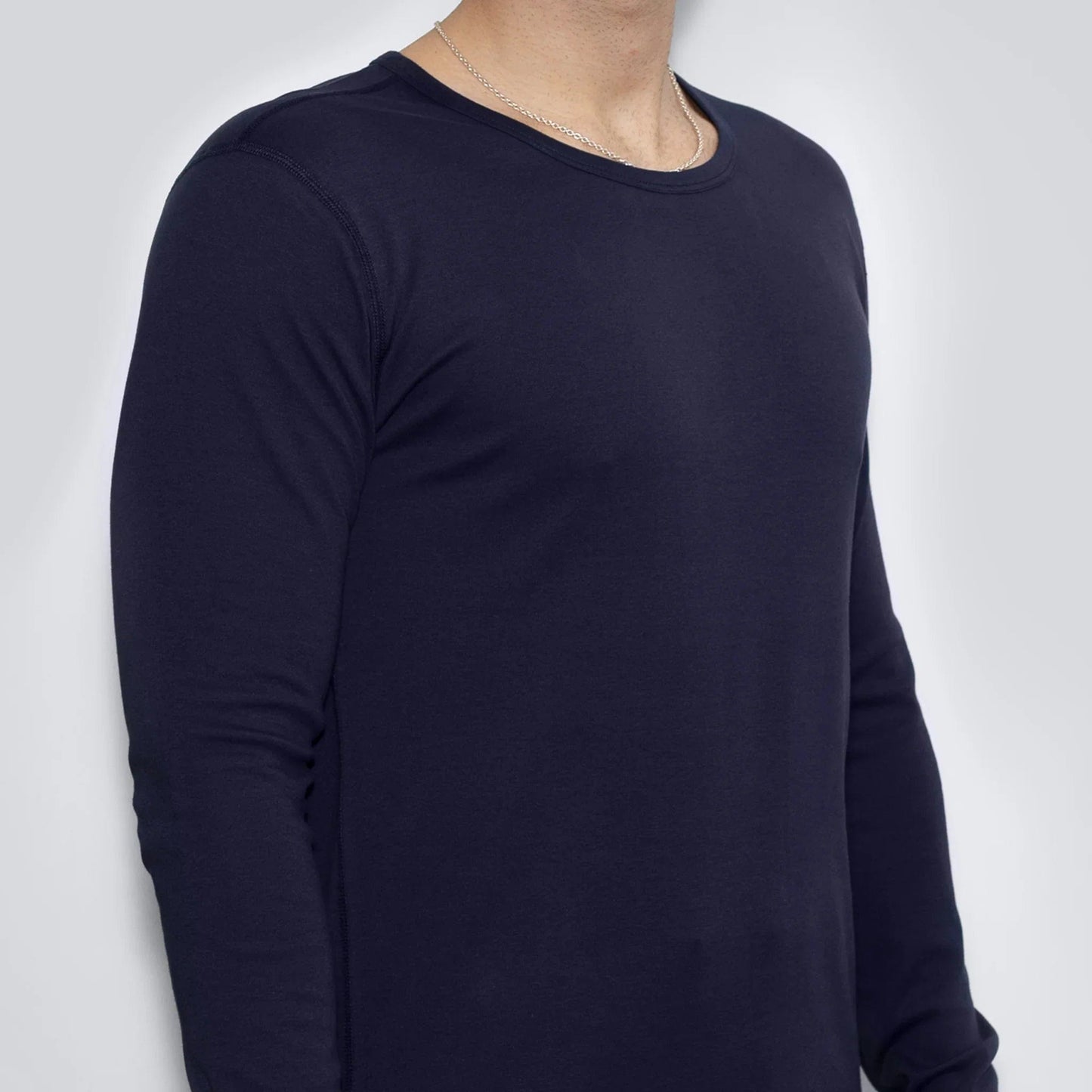 Men’s Recycled Cotton Crew Neck Long Sleeve, Midnight