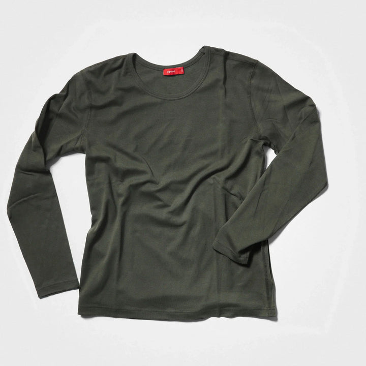 Recycelte Baumwolle Herren Crew-Neck Longsleeve, Moosgrün