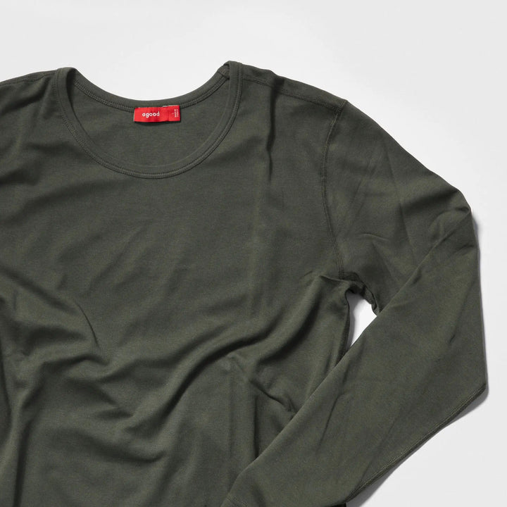 Recycelte Baumwolle Herren Crew-Neck Longsleeve, Moosgrün