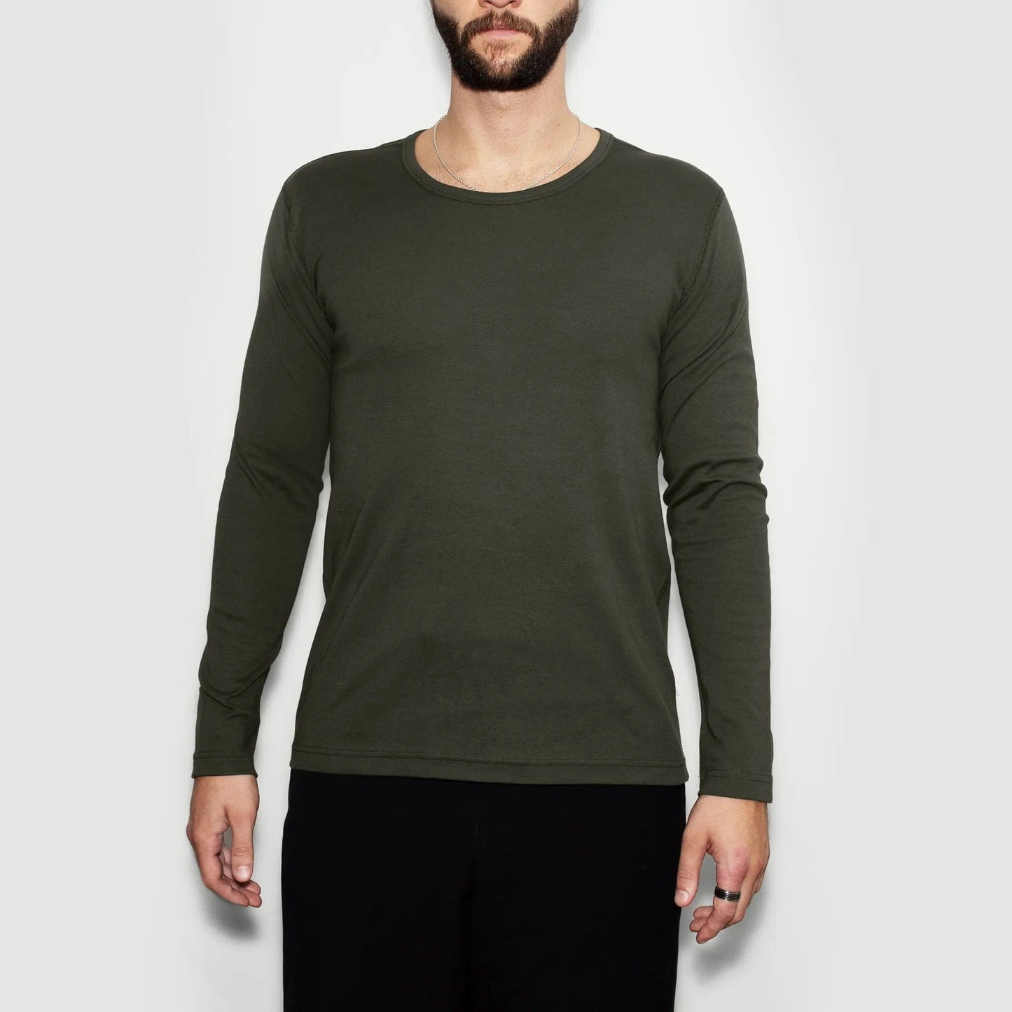 Men’s Recycled Cotton Crew Neck Long Sleeve, Moss