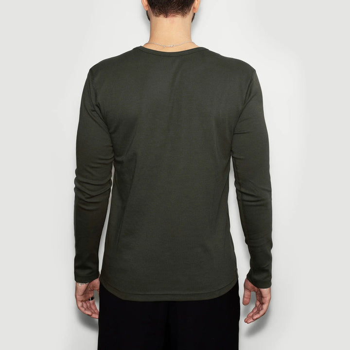 Recycelte Baumwolle Herren Crew-Neck Longsleeve, Moosgrün