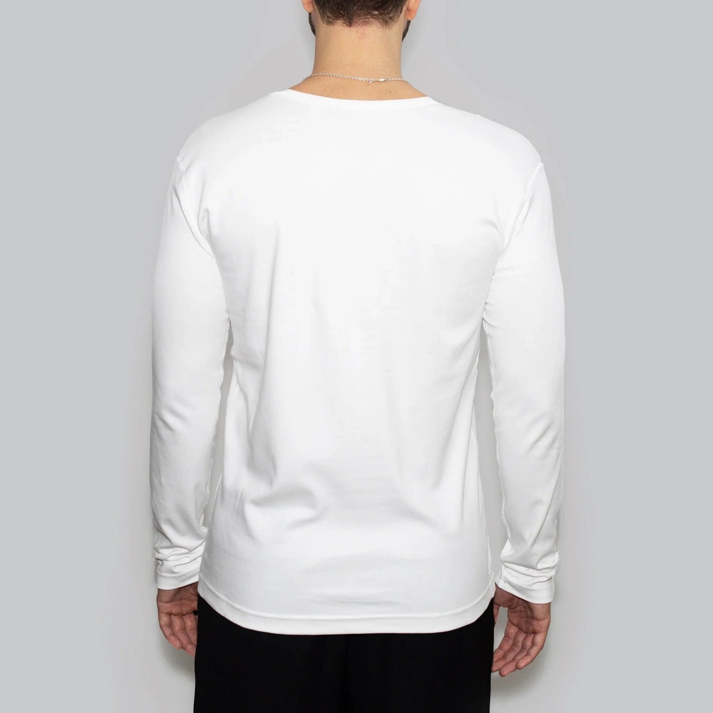 Heren Recycled Cotton Crew Neck Long Sleeve, White
