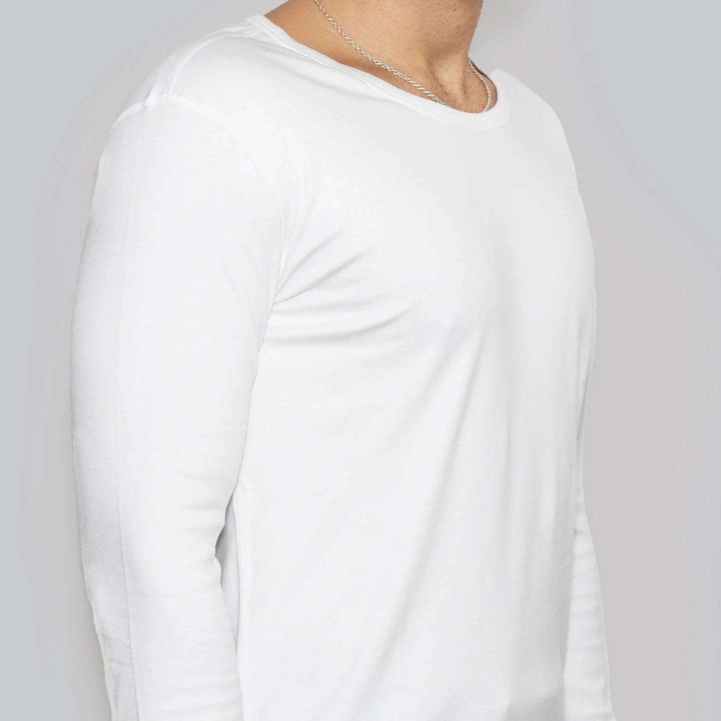 Heren Recycled Cotton Crew Neck Long Sleeve, White