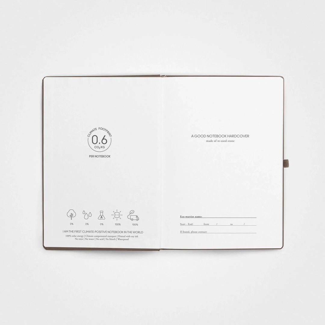 Stone paper notebook - A5 Hardcover, Earth brown