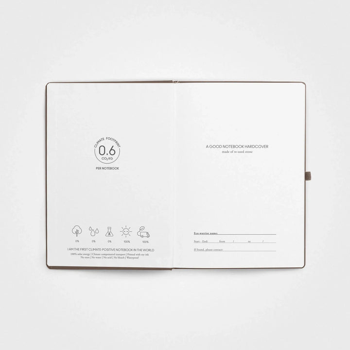 Stone paper notebook - A5 Hardcover, Earth brown