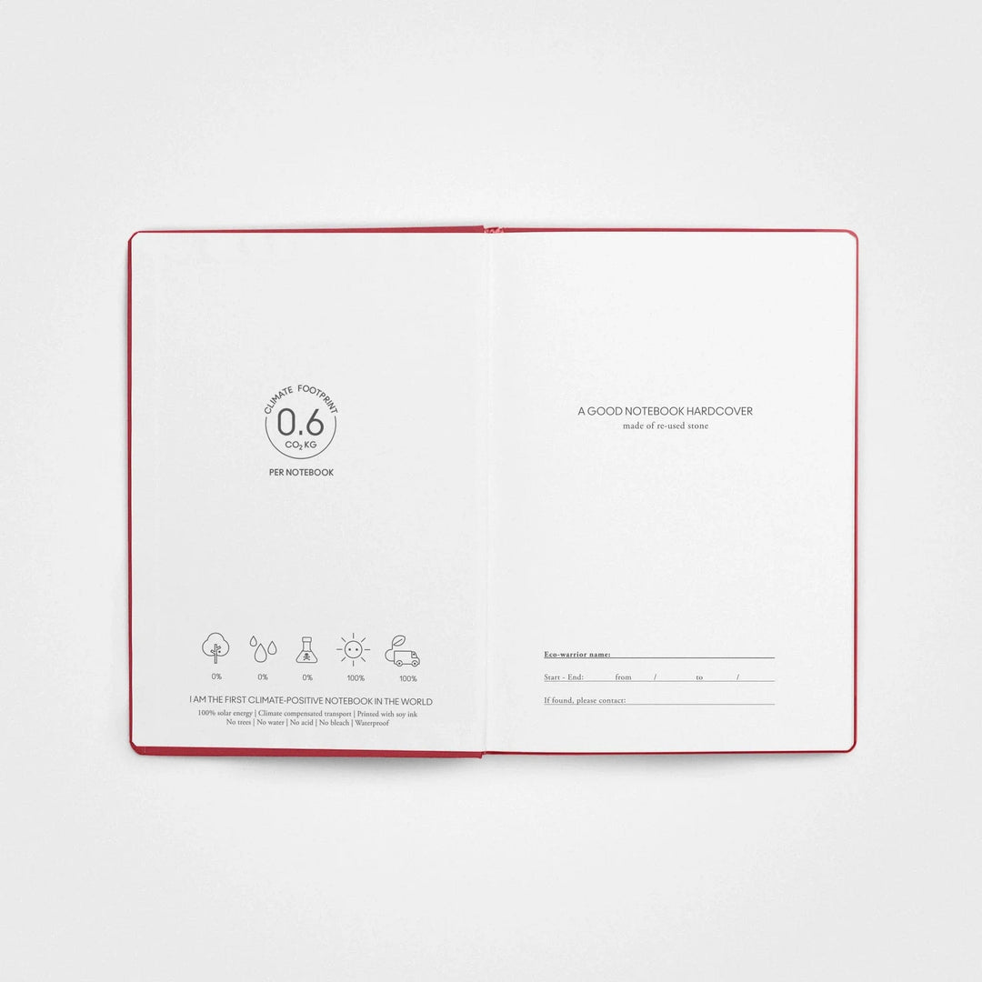 Stone paper notebook - A5 Hardcover, Pomegranate red