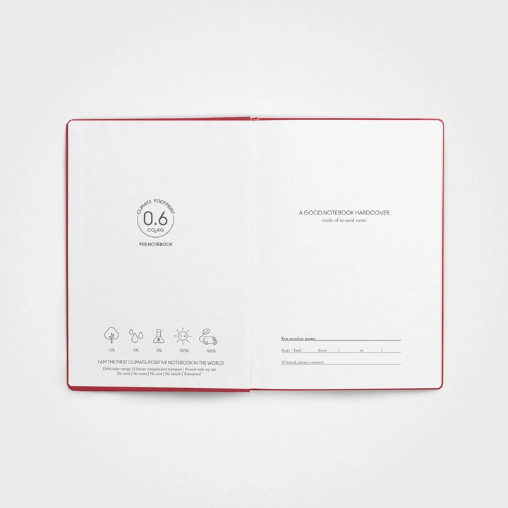 Stone paper notebook - A5 Hardcover, Pomegranate red