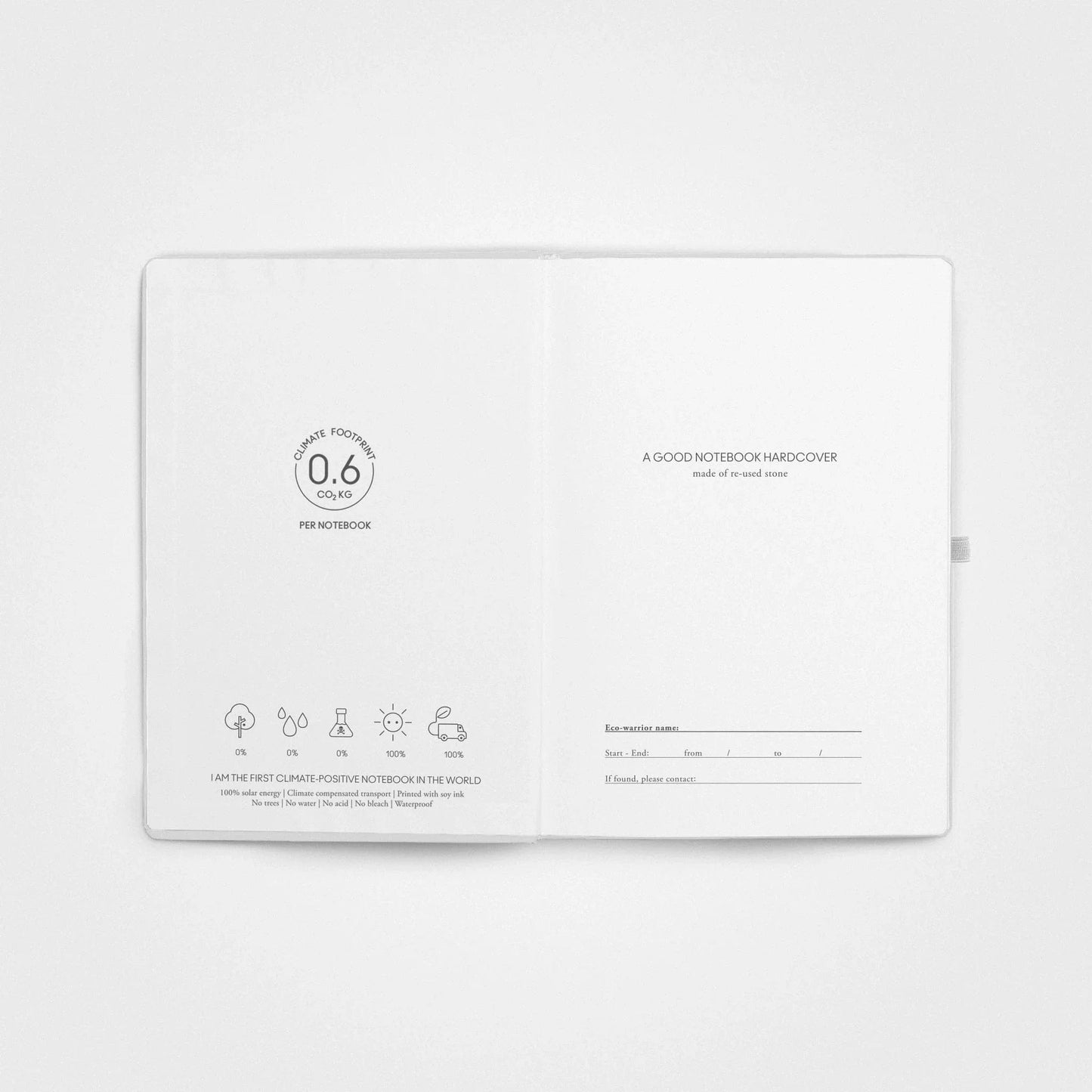 Steenpapier notebook - A5 Hardcover, Snow white