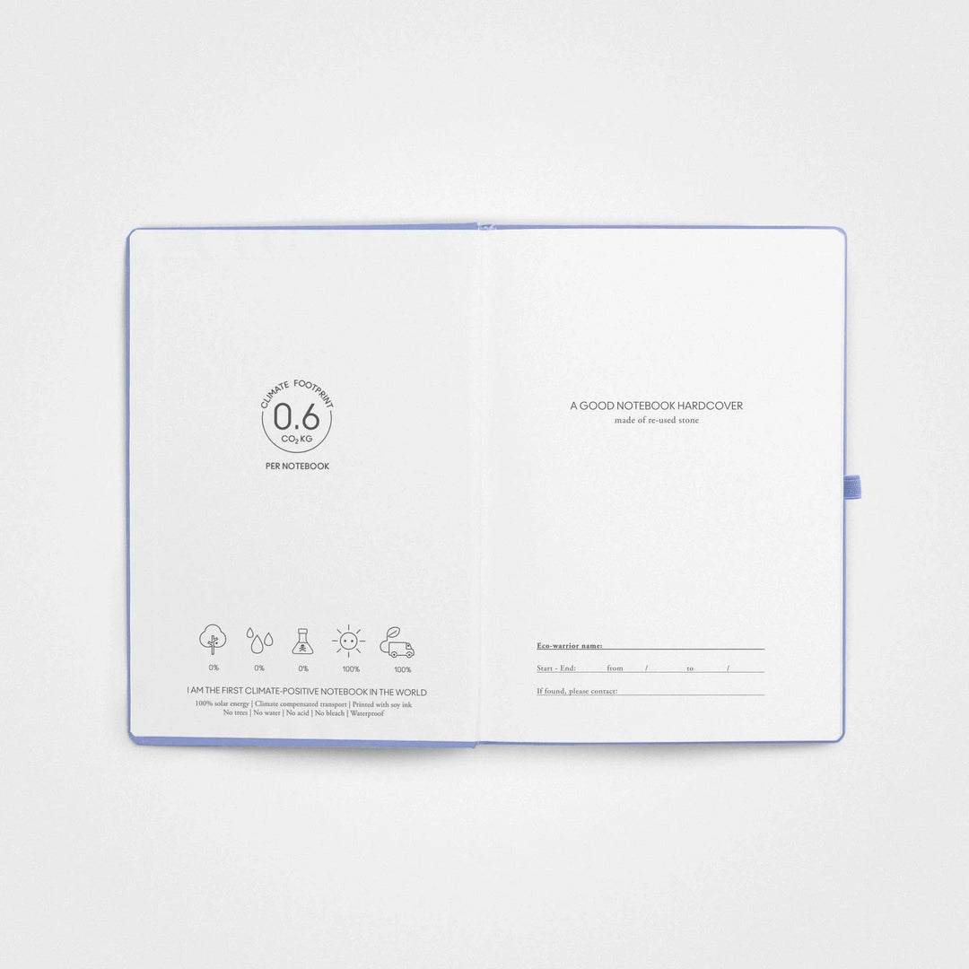 Stone paper notebook - A5 Hardcover, Vista blue