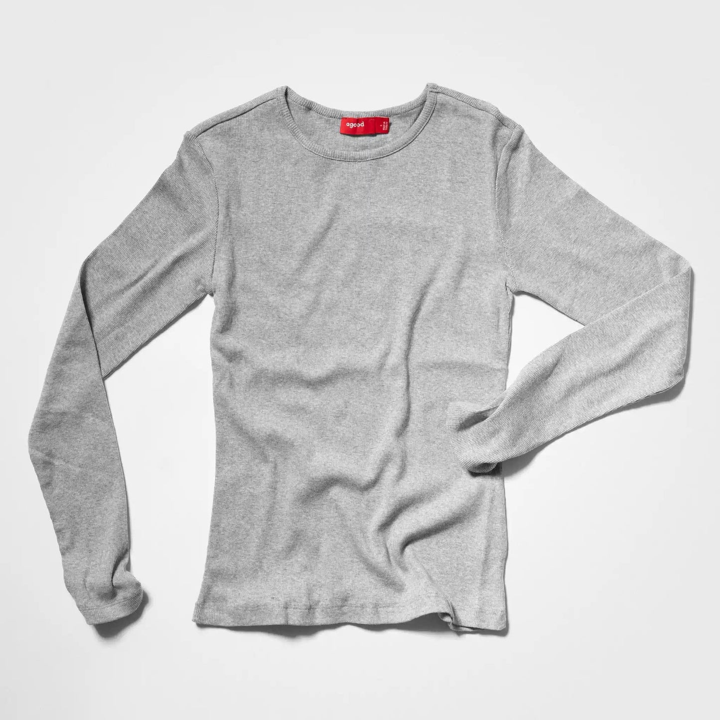 Women’s Recycled Cotton Rib Long Sleeve Top, Heather Grey