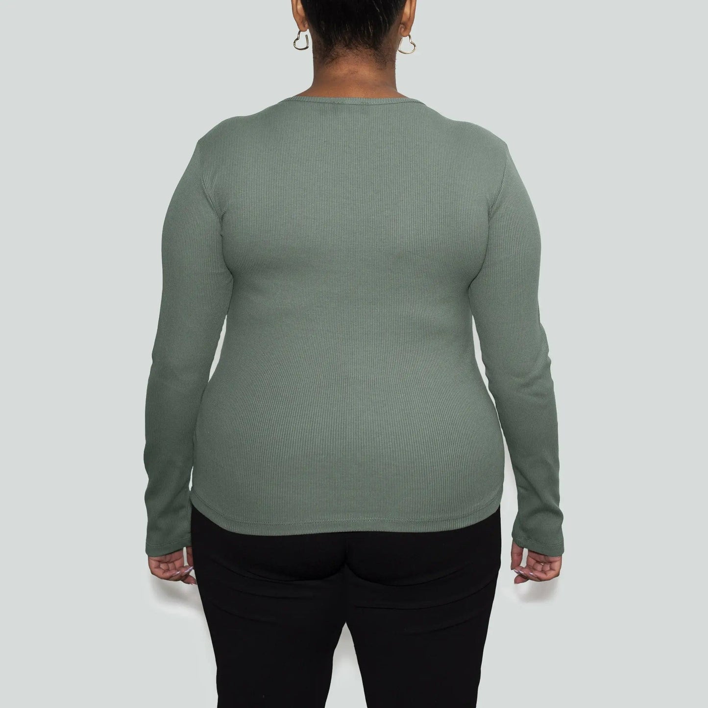 Women’s Recycled Cotton Rib Long Sleeve Top, Sage