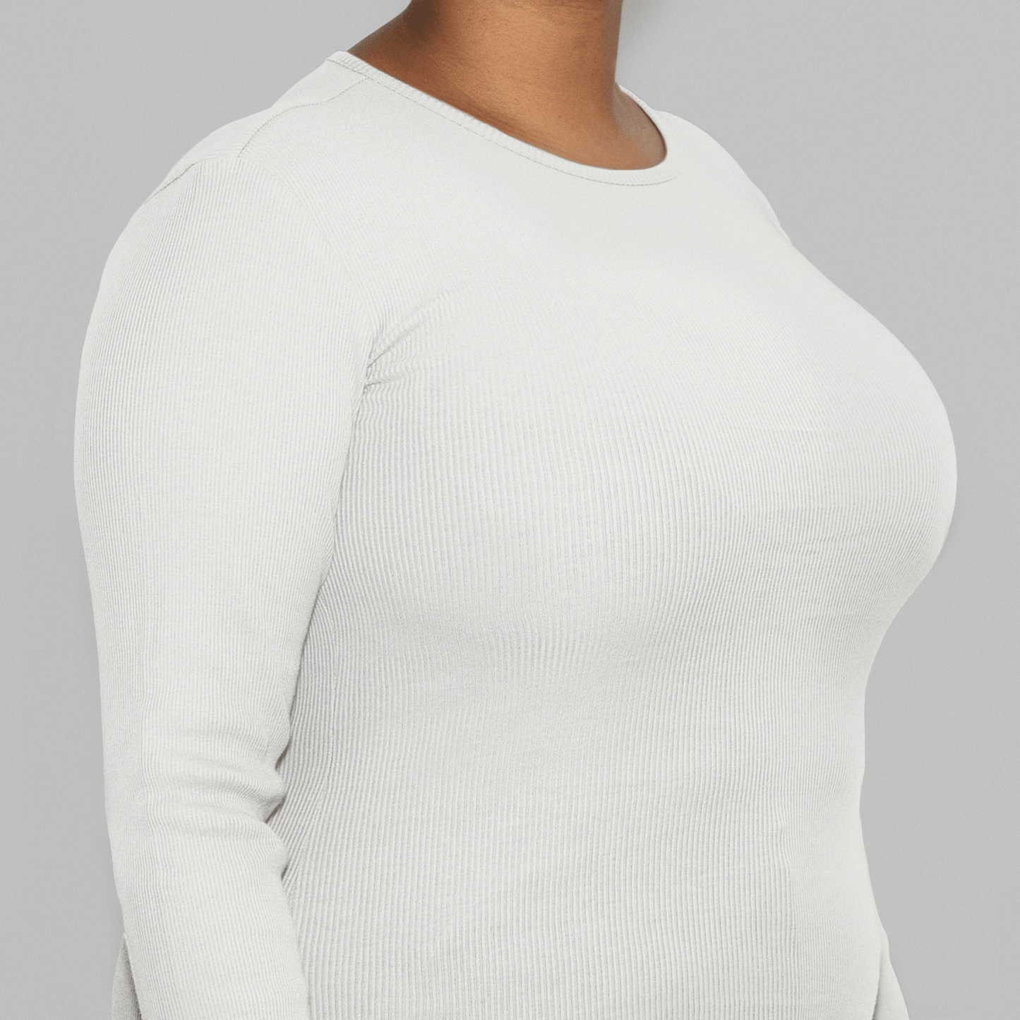 Women’s Recycled Cotton Rib Long Sleeve Top, White