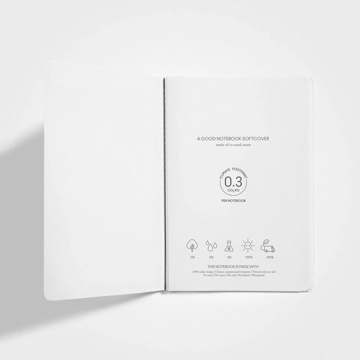 Stone Paper Notebook - A5 Softcover, Charcoal Black