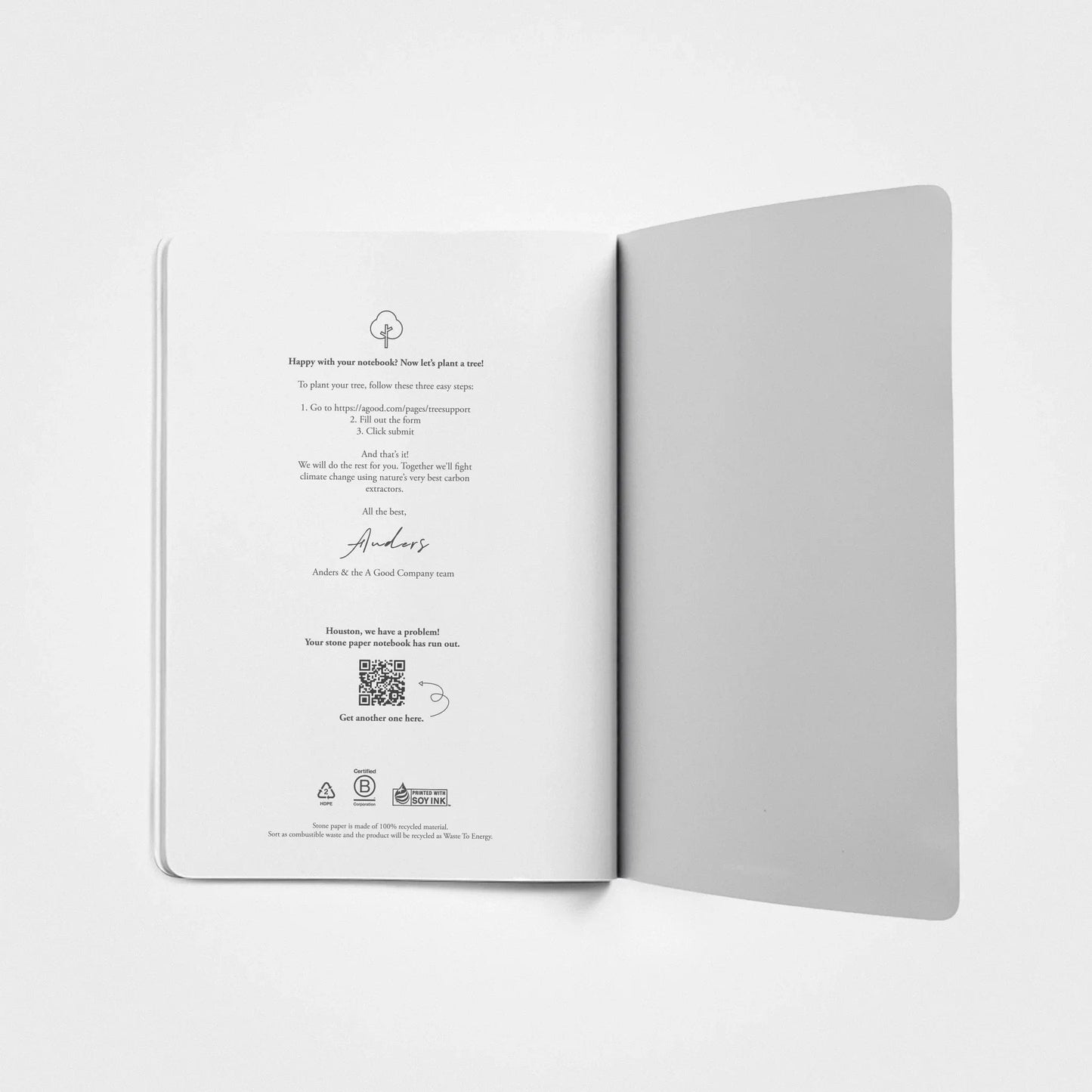 Steinpapier-Notizbuch – A5 Softcover, Charcoal Black
