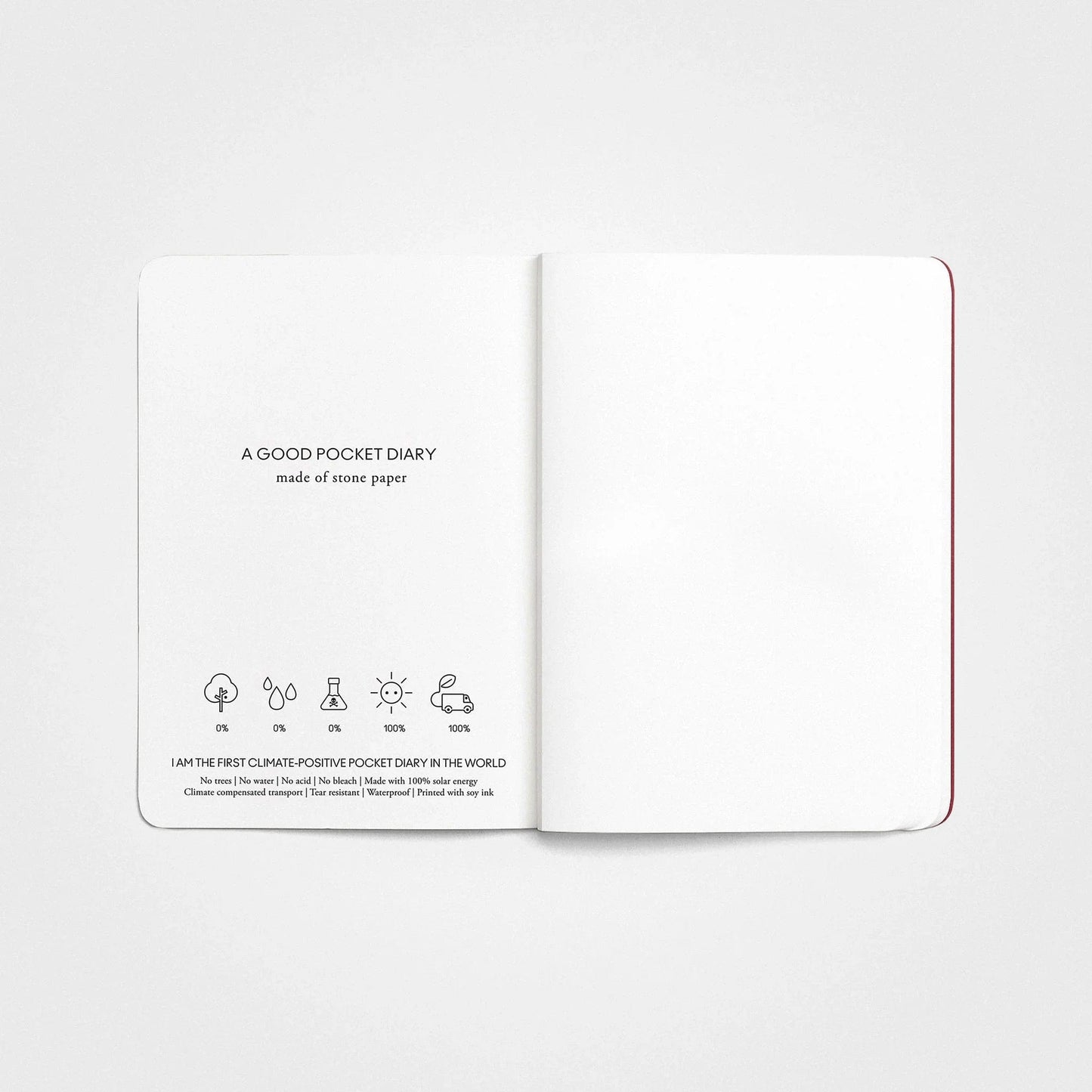 Taschen-Notizbuch A6 – Steinpapier, Pomegranate Red