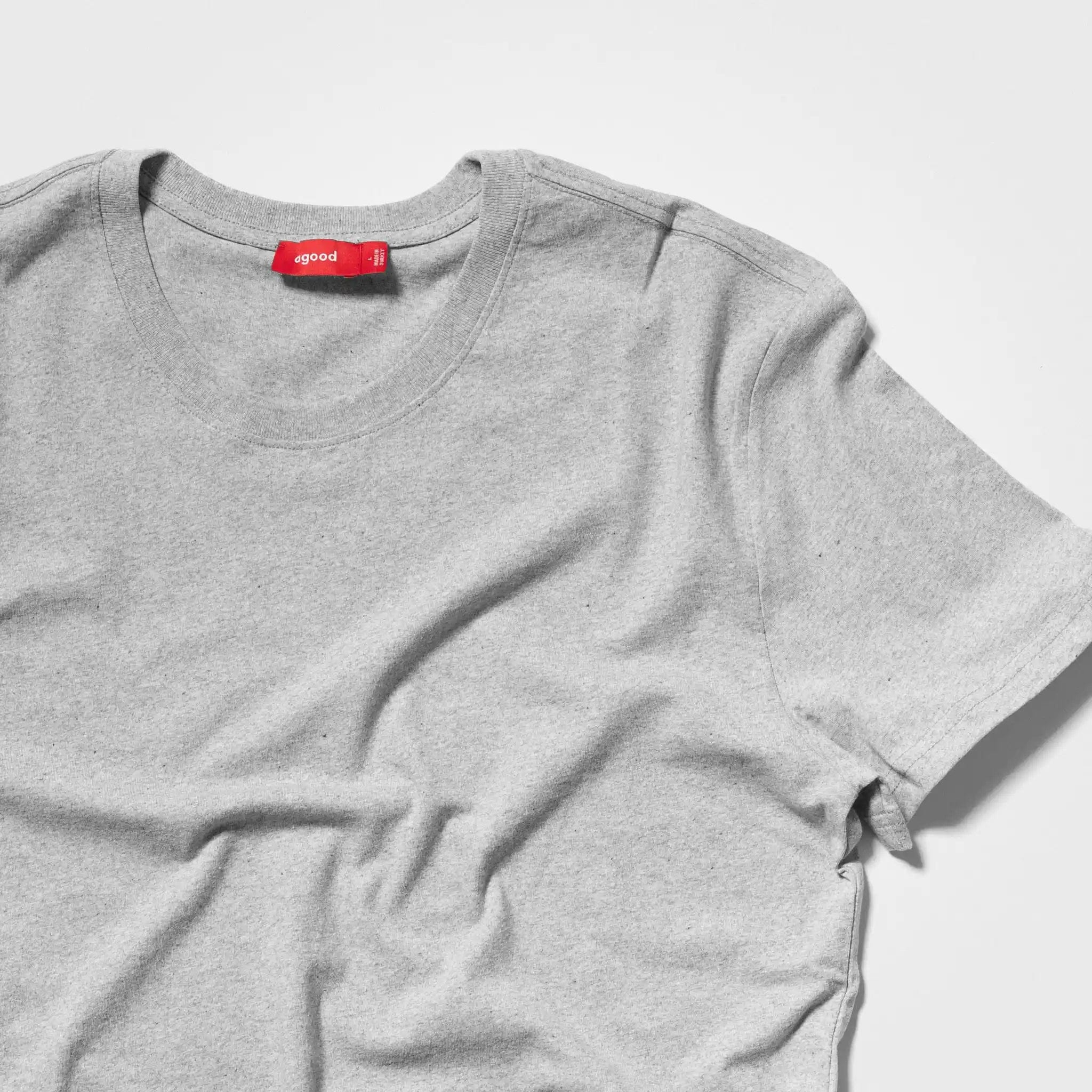 Grå herr-T-shirt tillverkad av återvunnen och ekologisk bomull